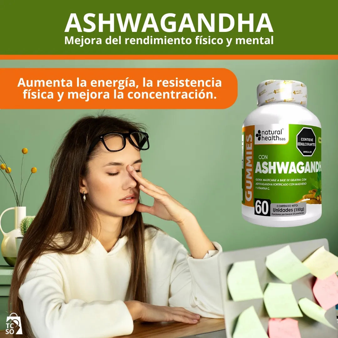 ASHWAGANDHA EN GOMITAS - 60 Unidades | Natural Health SAS - INVIMA