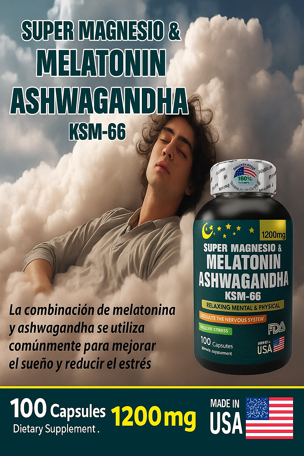 SUPERMAGNESIO Y MELATONIN + ASHWAGANDHA KSM-66