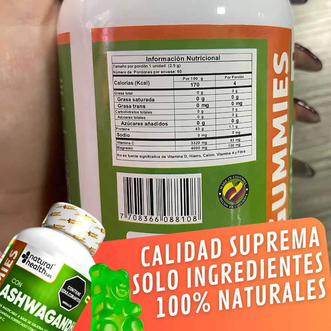 ASHWAGANDHA EN GOMITAS - 60 Unidades | Natural Health SAS -  INVIMA