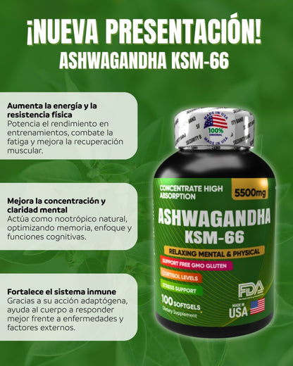Ashwagandha KSM66 x 100 softgels - Concentrado de Alta Absorción