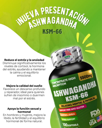 Ashwagandha KSM66 x 100 softgels - Concentrado de Alta Absorción