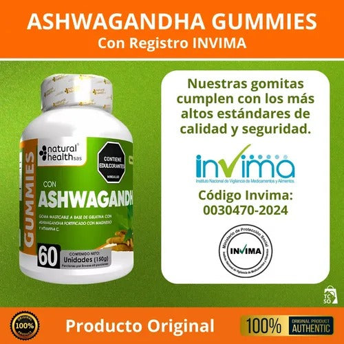 ASHWAGANDHA EN GOMITAS - 60 Unidades | Natural Health SAS -  INVIMA
